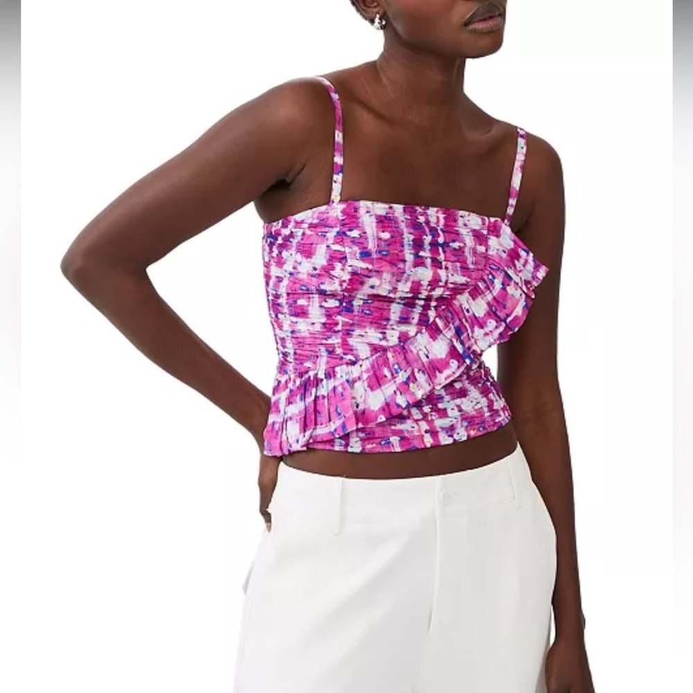 French Connection Aria Faris Ruffle Trim Top New With Tags Size US 6 Pink Small - Picture 9 of 12